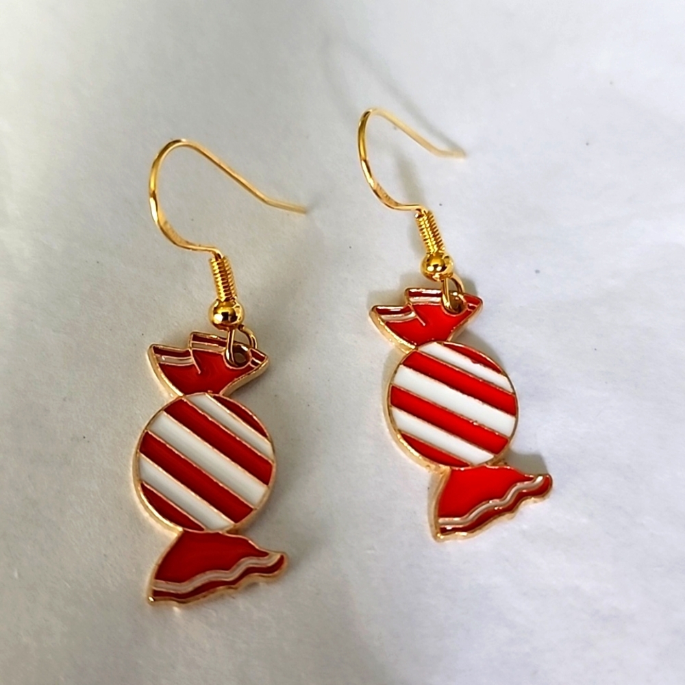 Candy Christmas  earrings 925 French Hook Post